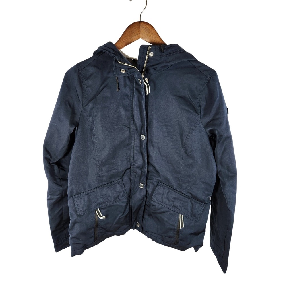 Hollister California Womens Hooded Sweatshirt Lined Navy Blue Jacket Size Medium